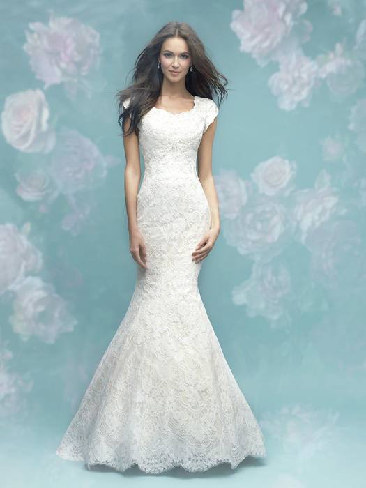 Allure Modest M593 Blouson Style Sheath Wedding Dress