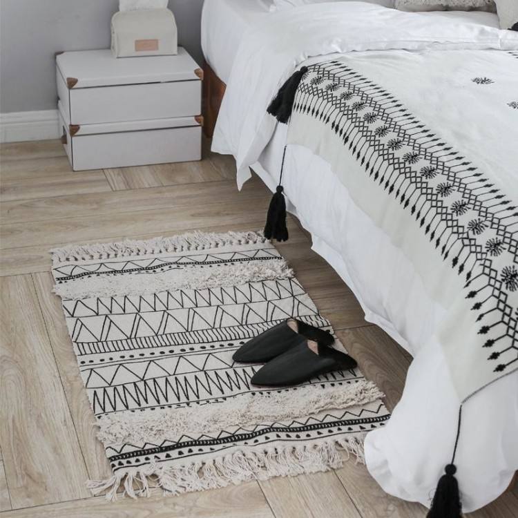 cowhide rug in bedroom
