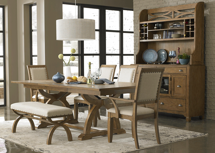 Counter height rustic dining room set with bench