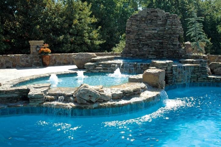This pool features an integrated spa