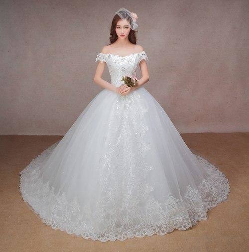 Long Tail Wedding Dress Sweet Princess Diamond Royal Train Bride Long Bridal Dresses Mermaid Wedding Dress HS531 Lace Wedding Dress White Wedding Dress Sexy