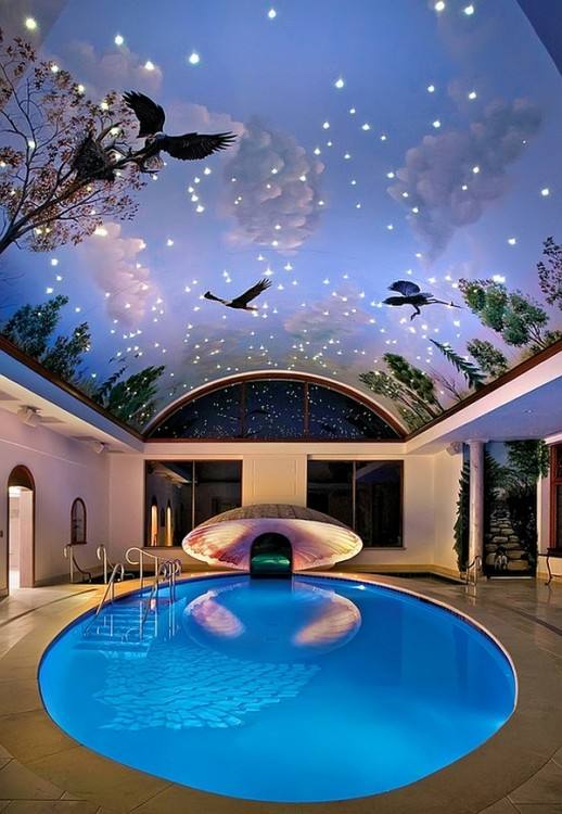 Extraordinary Interior Indoor Pool House Designs With Attractive Pools  Design Swimming Along Stainless Ladder Also Grey