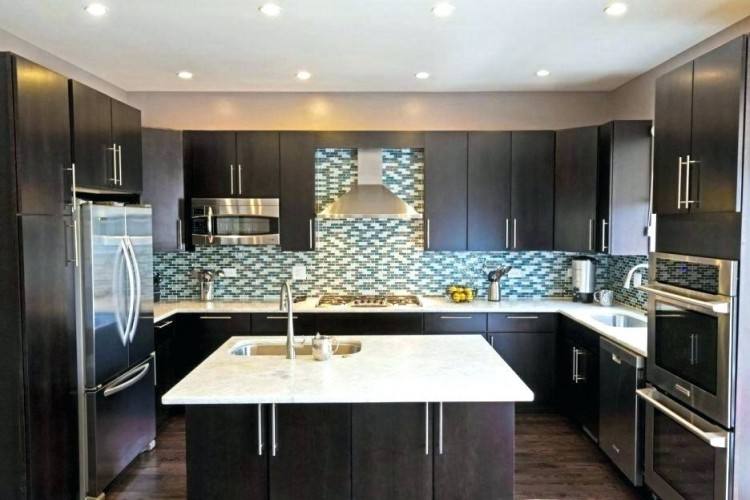 kitchen backsplash with dark cabinets