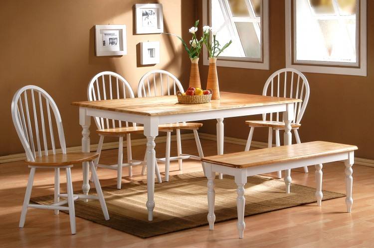 Oval Vintage White Cherry Dining Table Set
