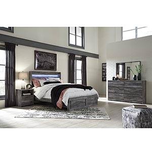 Poster Bedroom Set w Metal Canopy & Leather Headboard Queen and King Beds