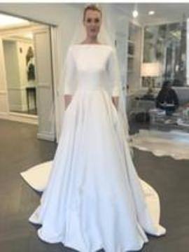 Julie Vino Sheer Wedding Dresses Bateau Neck Long Sleeves Floor Length  Sheath Bridal Gowns Sash Simple Beach Wedding Gowns 2017 Hot Custom Lovely  Wedding