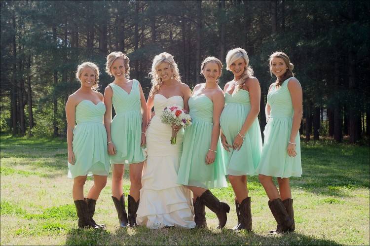 long bridesmaid dresses with cowboy boots