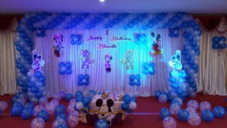 Balloon Decoration Source · First Birthday Party Ideas At Home India
