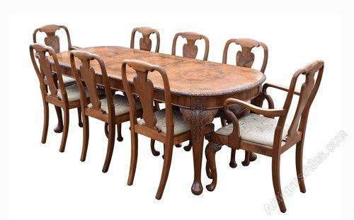 1920's Original Art Deco Walnut Dining Table & Chairs