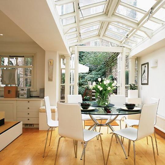 Dining room becomes new kitchen and  conservatory is dining room