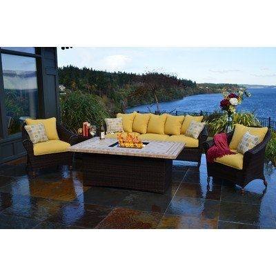 Outdoor Innovation Estrada 6 Piece Deep Seating Group with Cushion ($3,212)  ❤ liked on Polyvore featuring home, outdoors, patio furniture, garden  furniture