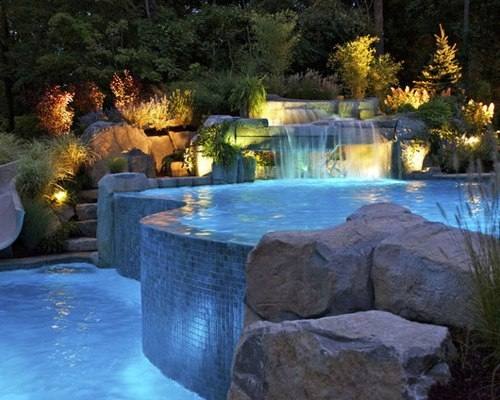 Custom backyard swimming pool and landscaping design ideas Alpine NJ