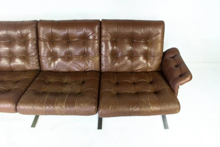 Danish Leather Lounge Chairs Ob Polished Steel Base By Ebbe Gehl photo  1