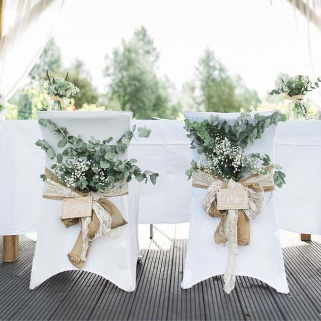 lace and burlap rustic wedding chair decoration ideas