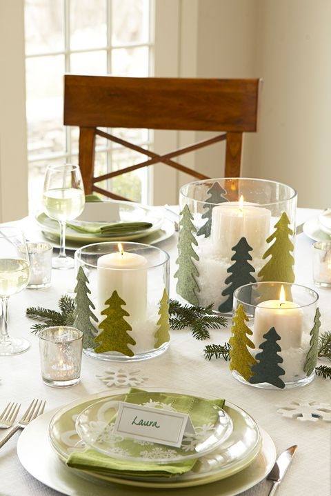 Gorgeous table decor with green and white plaid tablecloth