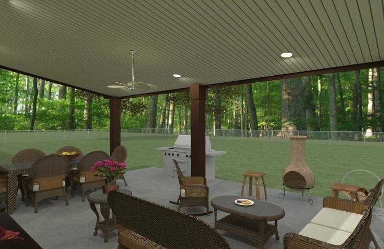 A 3D rendering illustrates how the new outdoor living space will work for  the family