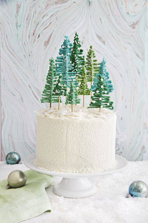 This cake is so delicious and with some crushed peppermint candies and mini  red ornaments, it's a breeze to decorate