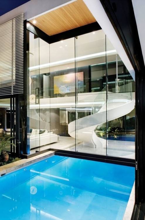 A modern indoor pool, perfectly designed for swimming lengths and keeping  fit
