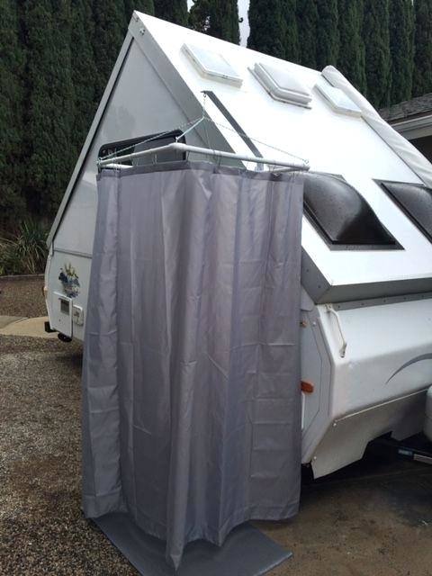 trailer shower curtains shower curtain rod the naked truth about outside showers travel trailer outdoor pertaining