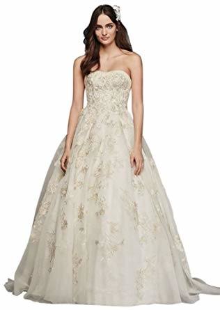Women Dresses David's Bridal Oleg Cassini Plus Size Organza 3/4 Wedding Dress Style 8CWG731 Ivory