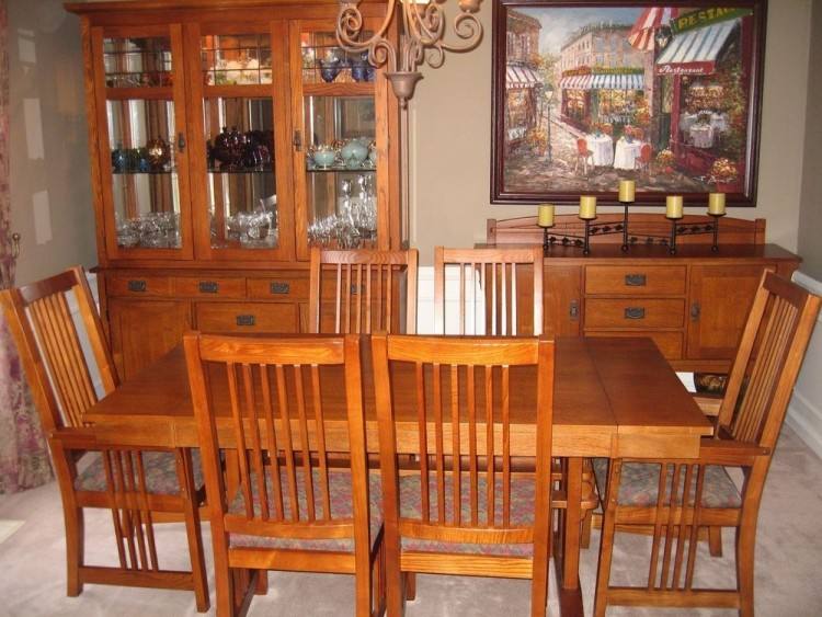Casual Dining Room with 6 Piece Wooden Dining Room Table