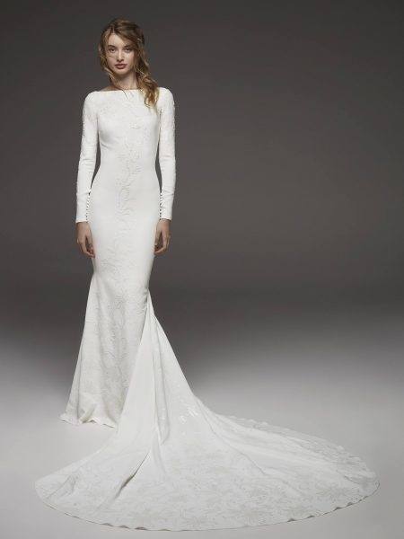 2018 Winter Full Lace Wedding Dress Long Sleeve Bateau Neck Simple Design  Floor Length Bridal Gowns Custom Size Wedding Dresses In Uk Wedding Dresses
