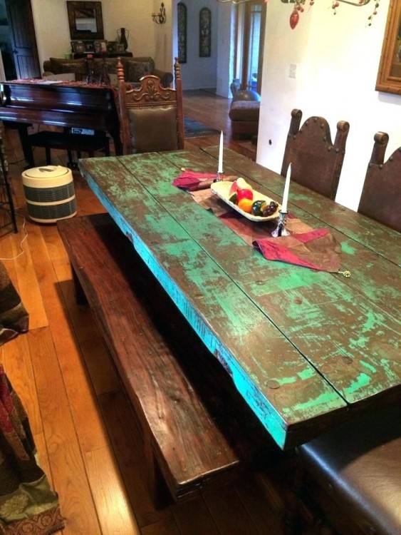 Pecos Kitchen Dining Table: Mexican southwest style dining tables with oak  ply or solid top,chip carved Rosetta design on legs