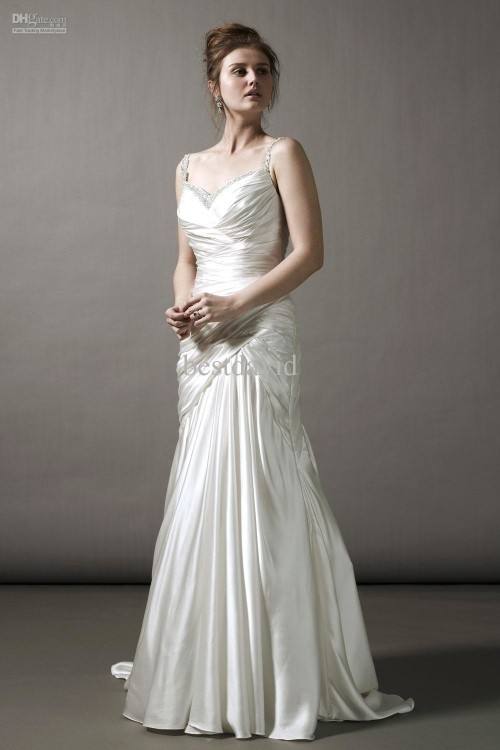 Charmeuse Wedding Dress with Lace Keyhole Back