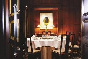 The restaurant features a private dining room for